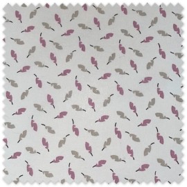 Tela de algodón 100% estampada con plumas rosas