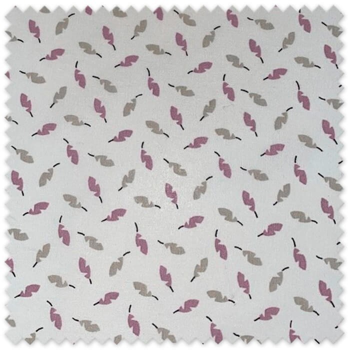 Tela de algodón 100% estampada con plumas rosas
