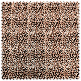 Tela de algodón 100% con estampado animal print en marrón y negro