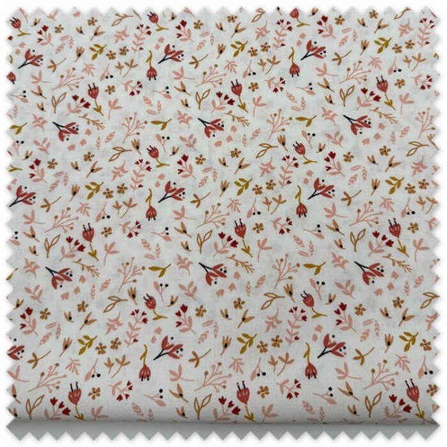 Comprar Retales de Algodón 100% Flores y Hojas Rosa y Camel | Tela Infantil Algodón 100 % Suave y Divertida