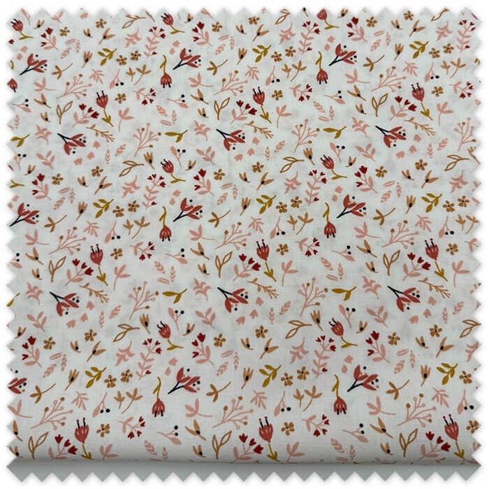 Comprar Retales de Algodón 100% Flores y Hojas Rosa y Camel | Tela Infantil Algodón 100 % Suave y Divertida