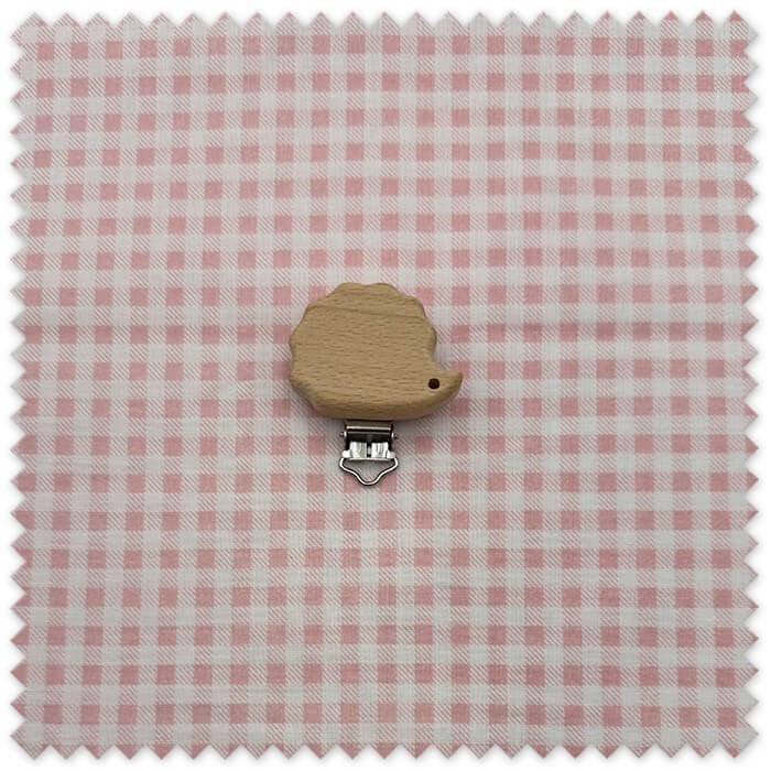 Pinza de madera para chupetero con forma de erizo y clip de acero