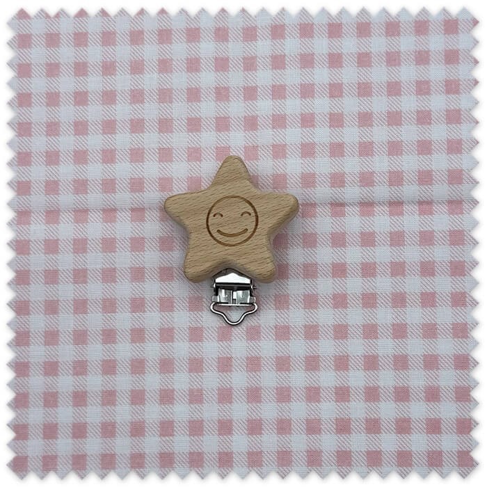 Pinza para chupetero con diseño de estrella sonriente