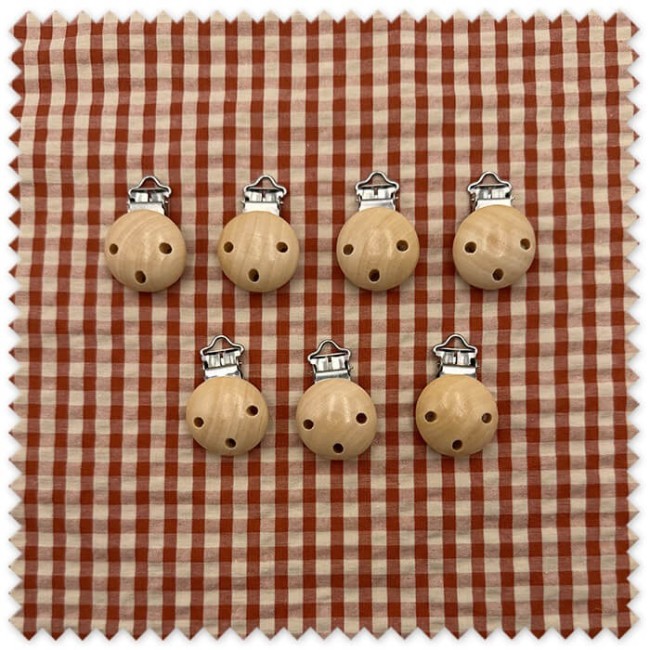 Pack de 7 pinzas de madera para chupeteros con forma circular