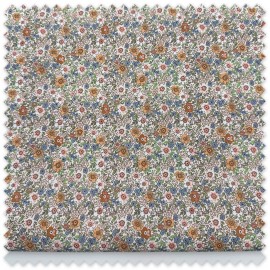 Retal de 0,65 metros de popelín con flores estilo Liberty en tonos camel y azules