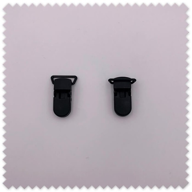 Pack de 8 pinzas negras para chupeteros y tirantes