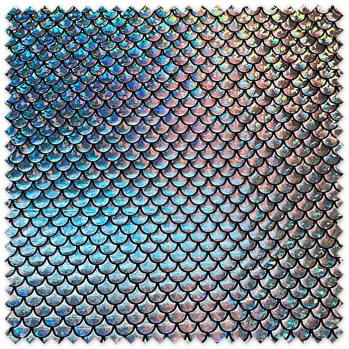 Tela Lycra Foil Holográfica Plata con acabado brillante metalizado