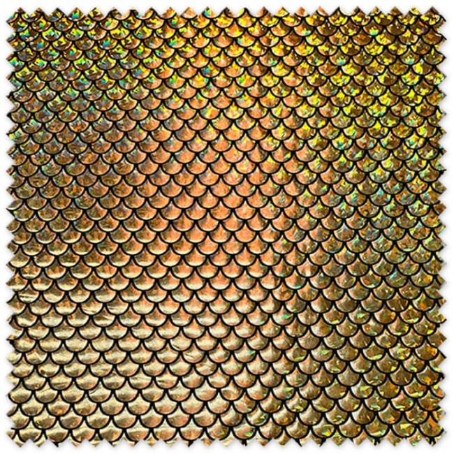 Tela Lycra Foil Holográfica Oro con acabado metalizado dorado brillante