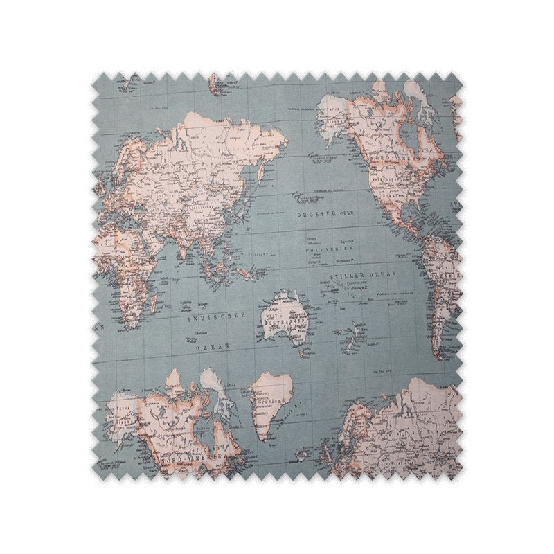 Loneta Estampada Mapa Mundi Colores 2,80m ancho