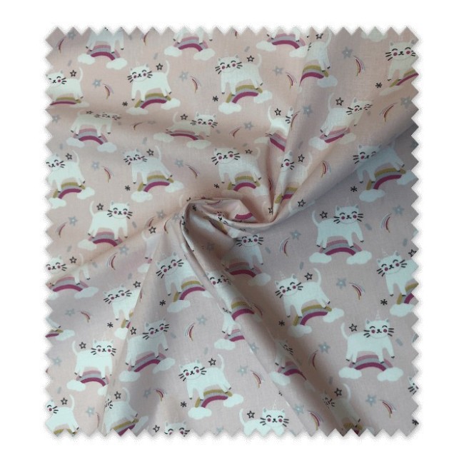 Algodón 100% Unicornios Arcoíris Rosa