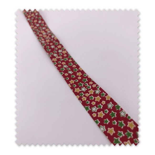 Bies Navidad 18mm Estrellas Rojo