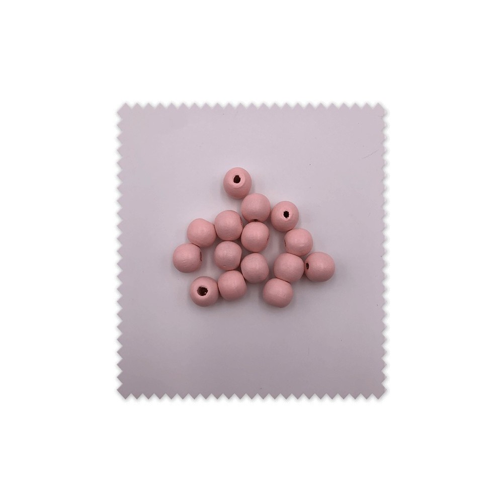 Pack 15 bolas de madera rosa bebé
