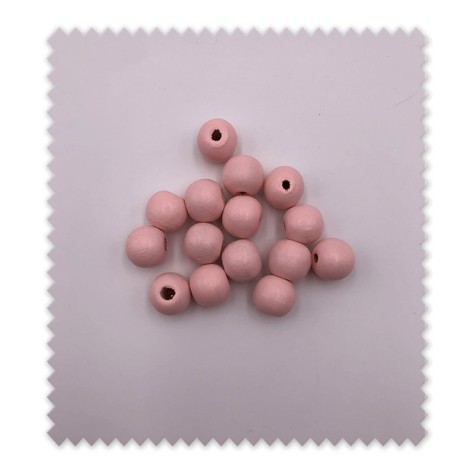 Pack 15 bolas de madera rosa bebé