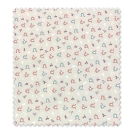 Tela popelín pájaros fondo gris claro de algodón