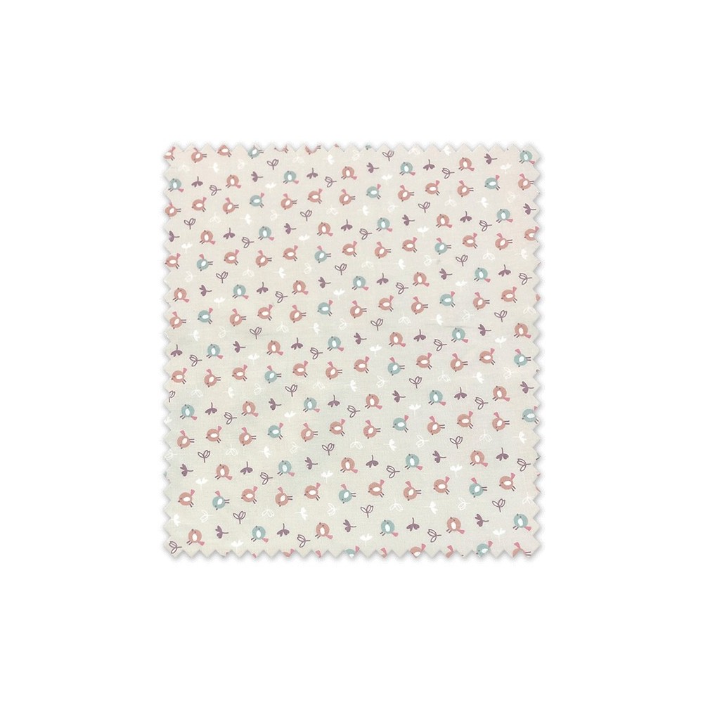 Tela popelín pájaros fondo gris claro de algodón