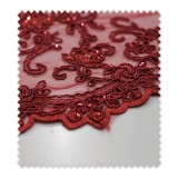 Encaje Tul Brillo Granate