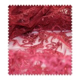 Encaje Tul Brillo Granate