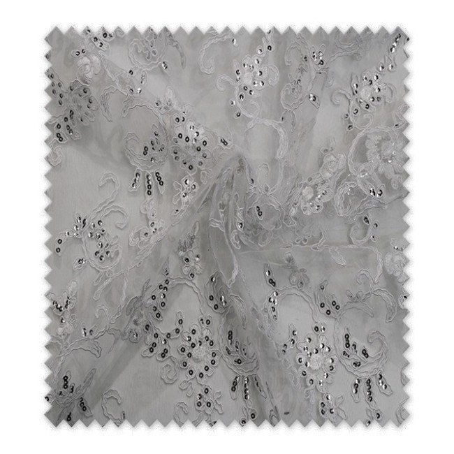 Encaje Tul Brillo Blanco