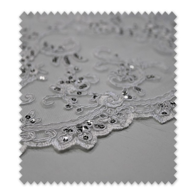 Encaje Tul Brillo Blanco