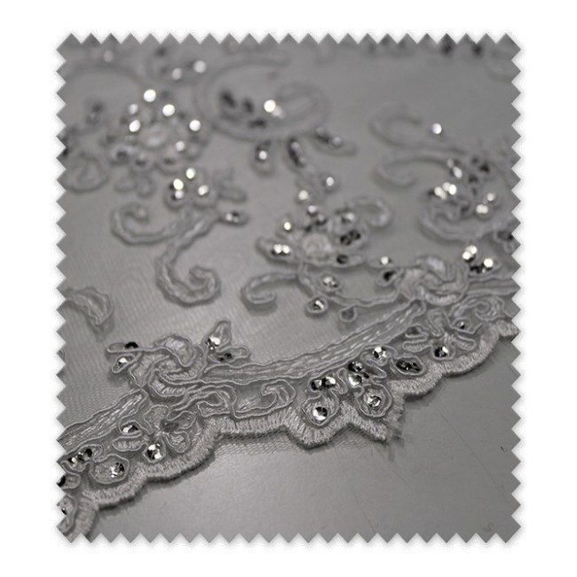 Encaje Tul Brillo Blanco