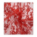 Encaje Tul Brillo Rojo