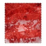 Encaje Tul Brillo Rojo