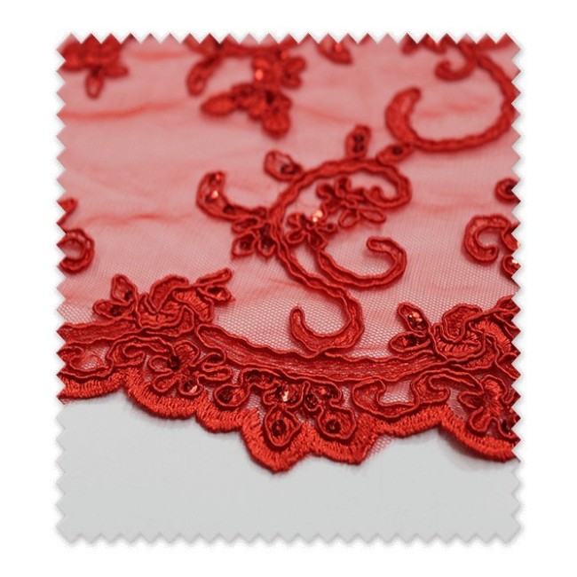 Encaje Tul Brillo Rojo