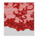 Encaje Tul Brillo Rojo
