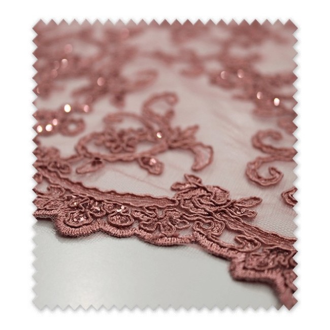 Encaje Tul Brillo Rosa Vintage
