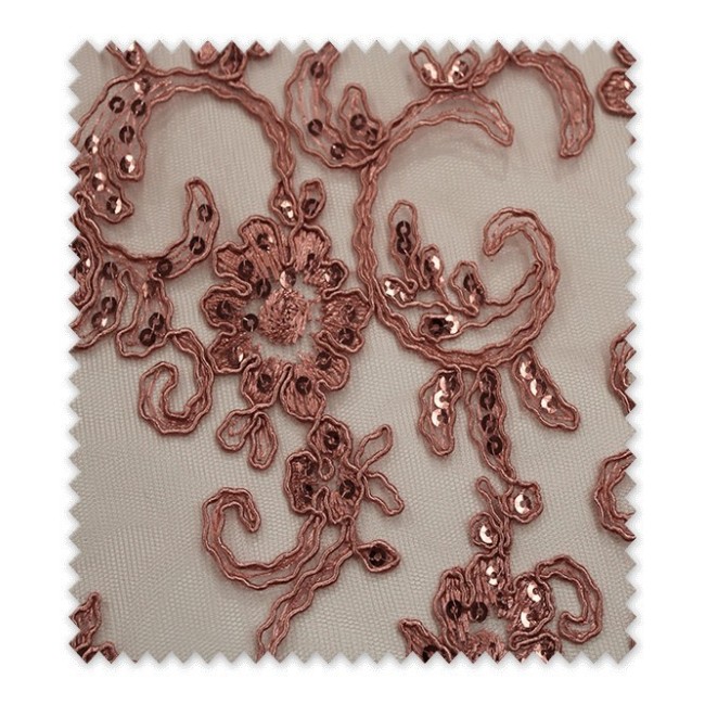 Encaje Tul Brillo Rosa Vintage