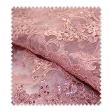 Encaje Tul Brillo Rosa Vintage