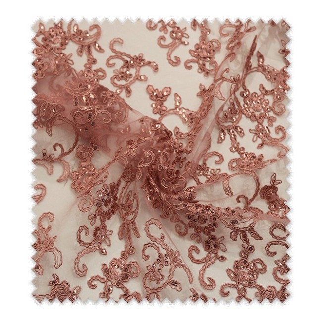 Encaje Tul Brillo Rosa Vintage