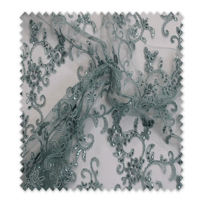 Encaje Tul Brillo Verde Agua