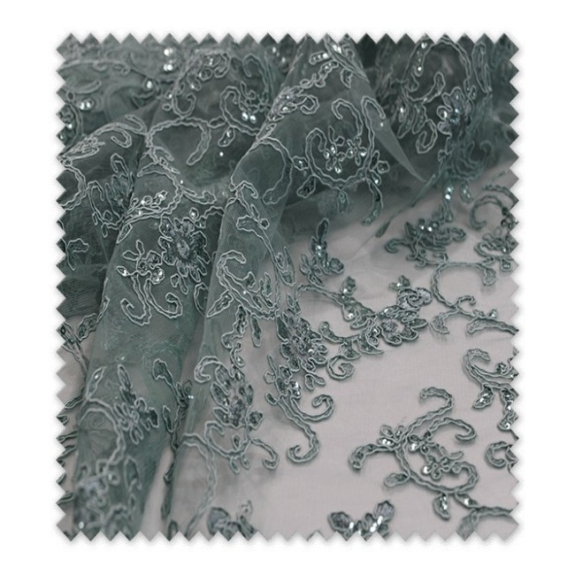 Encaje Tul Brillo Verde Agua