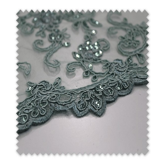 Encaje Tul Brillo Verde Agua