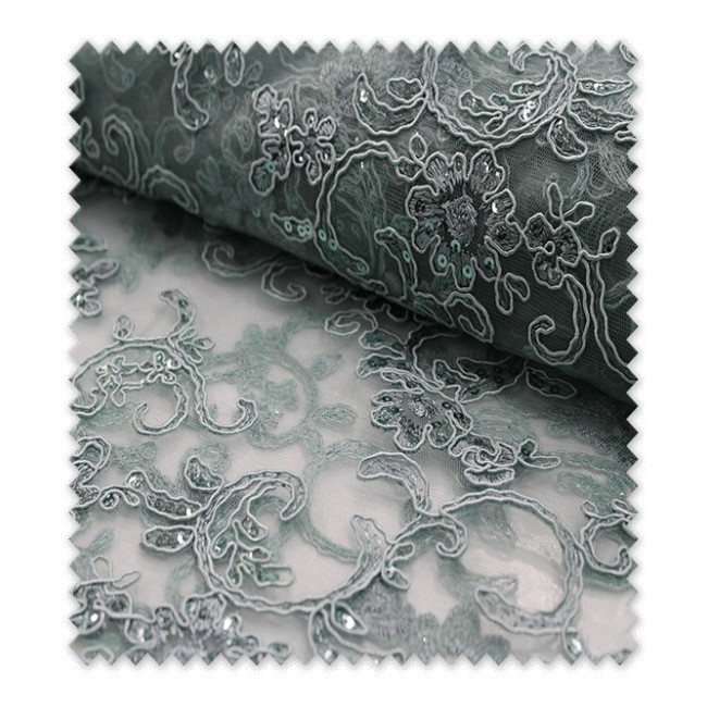 Encaje Tul Brillo Verde Agua