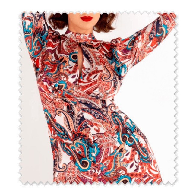 Crepe Satén Estampado Cachemir