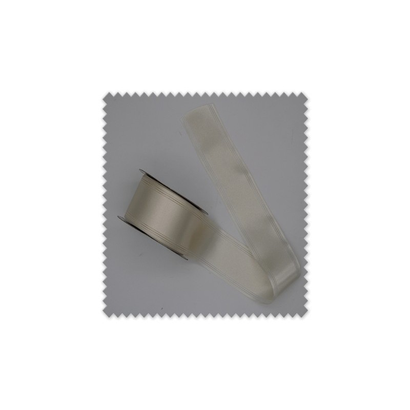 Cinta de raso fantasía crudo brillante para decoración y costura