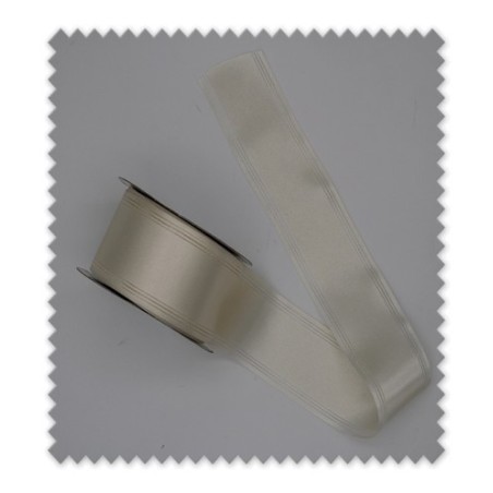 Cinta de raso fantasía crudo brillante para decoración y costura