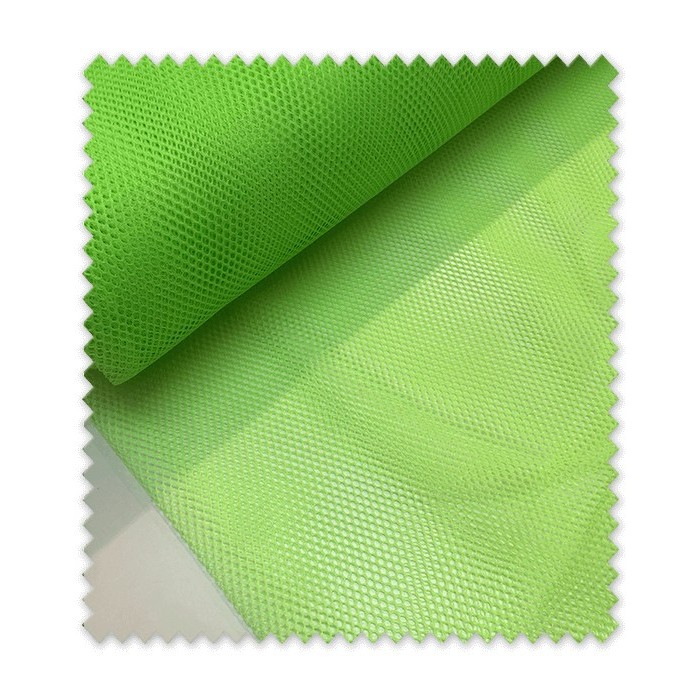 Tela mesh verde flúor con estructura de rejilla transpirable