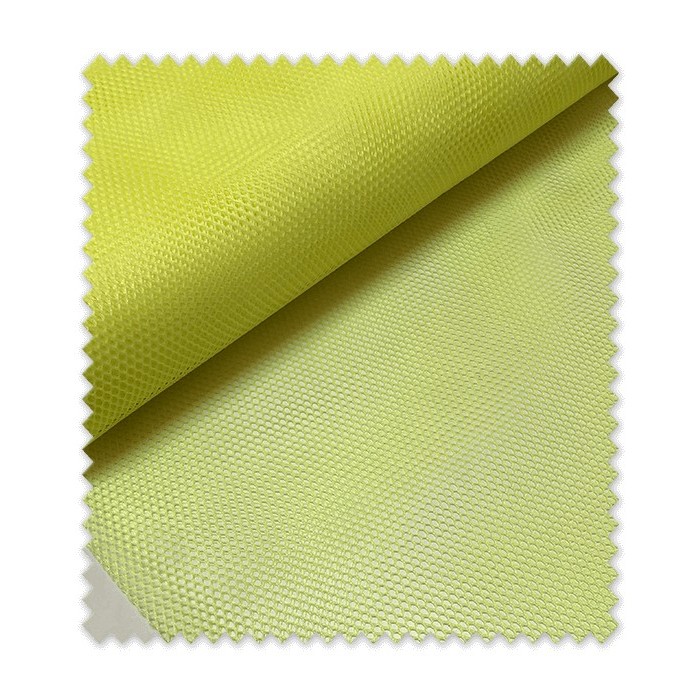 Tela mesh amarillo flúor con estructura de rejilla transpirable