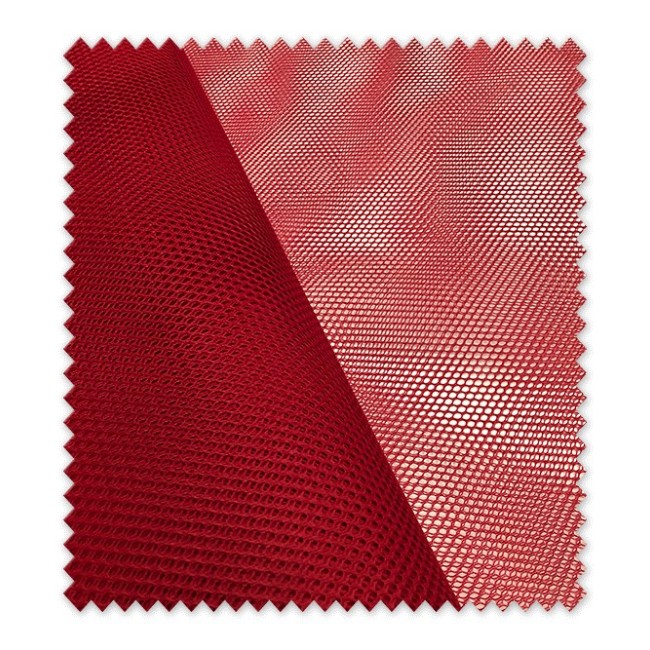 Tejido rejilla rojo ideal para moda deportiva y disfraces