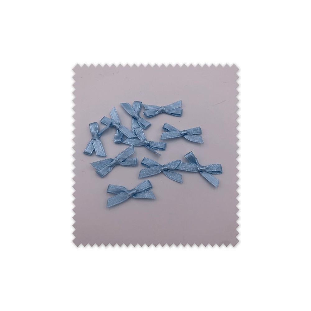 Pack 10 lazos cinta de raso celeste para manualidades, regalos y decoración al mejor precio