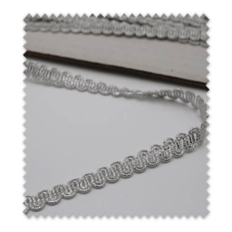 Rollo 25m Pasamanería Brillo Plata Ondas