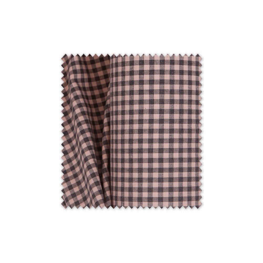 tela algodón cuadro vichy negro y rosa 11mm