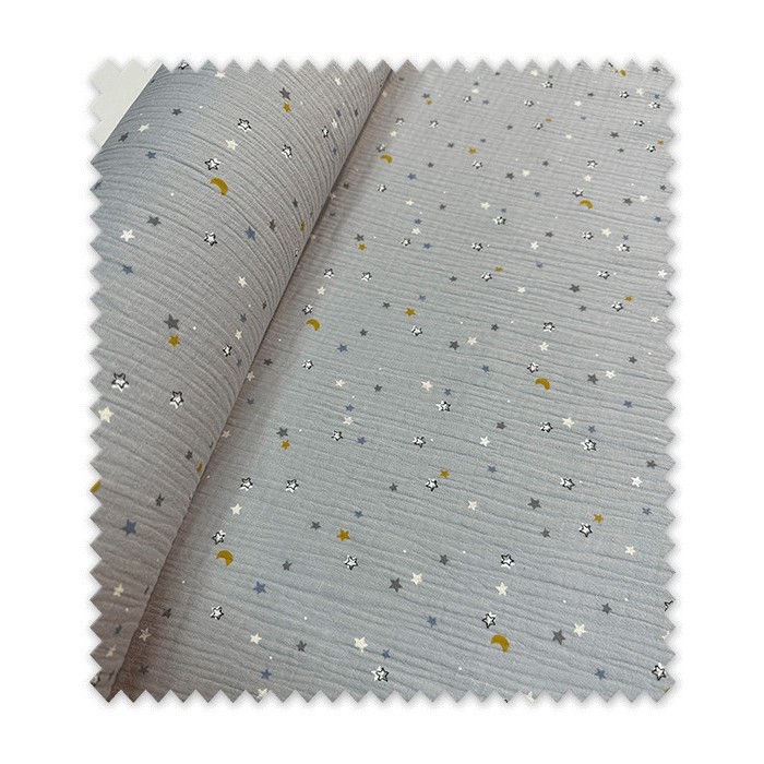 Doble Gasa Estrellas y Lunas Fondo Azul Bebé
