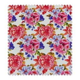 Tela strech flamenca flores rosas y lilas para traje de flamenca