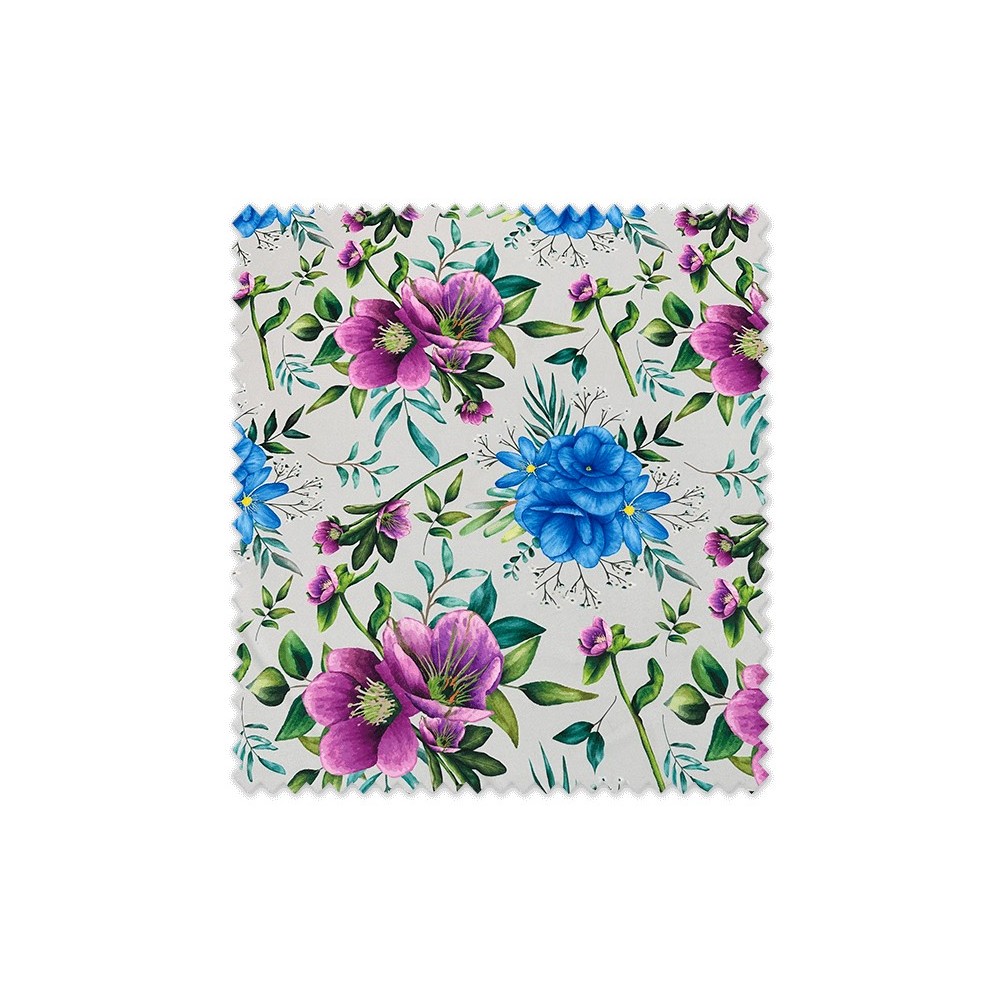 tela flamenca estampada flores azules