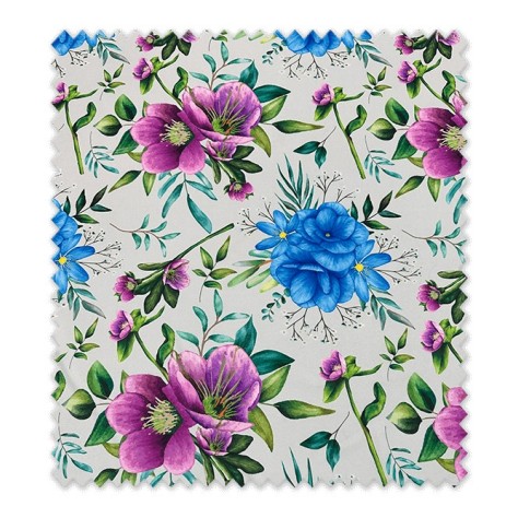 tela flamenca estampada flores azules