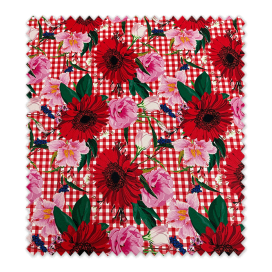 tela flamenca estampada flores rojas